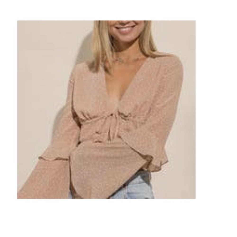 Style Rack polka dot bell sleeve top